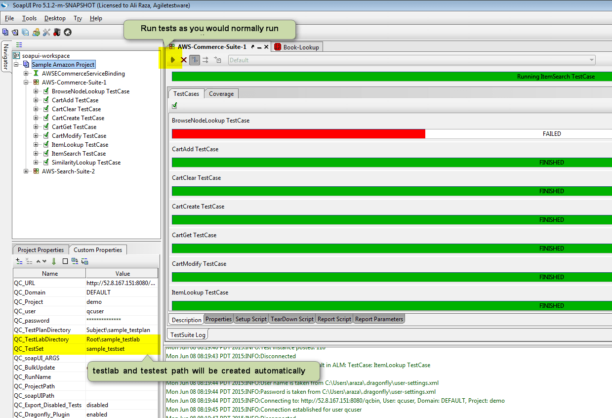 run tests from readyapi